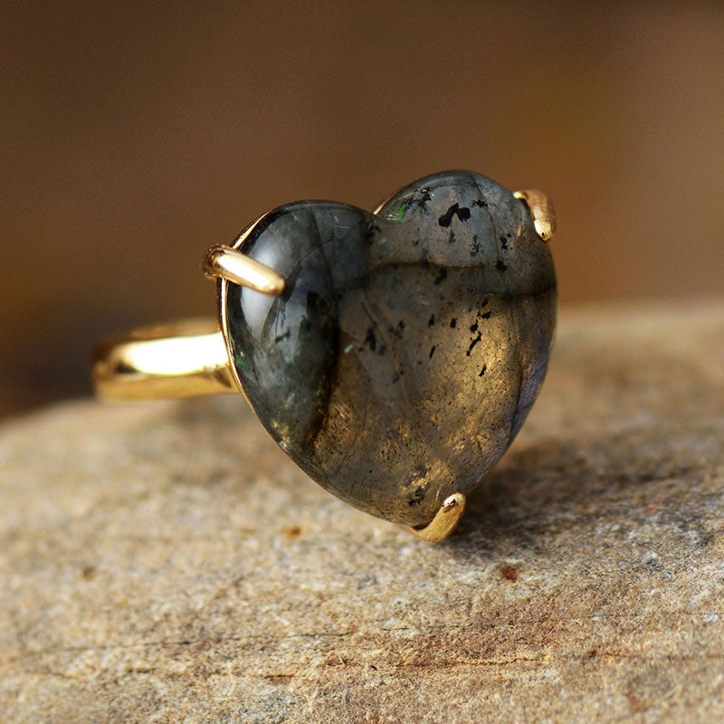 Anillo Preciosas Corazón Curativo De Piedras