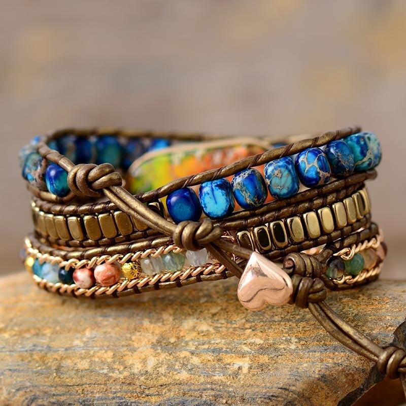 Pulsera Envolvente De Jaspe Curativo Y Fortalecedor