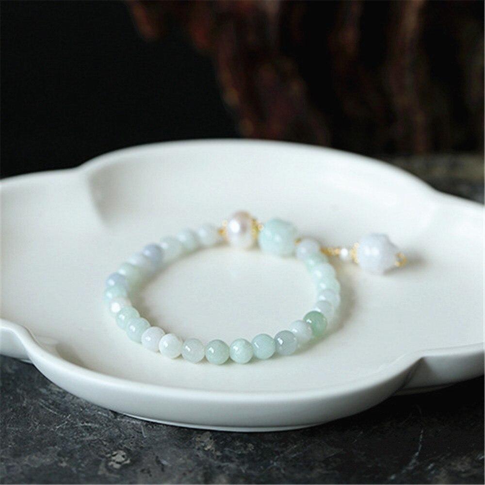 Pulsera De Jade Pastel Y Perlas De Agua Dulce