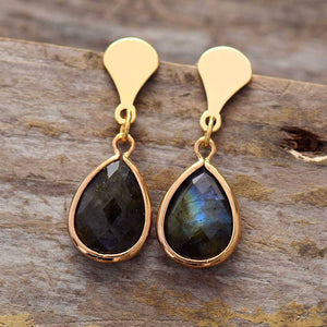 Pendientes De Gota De Oro De Piedras Deslumbrantes