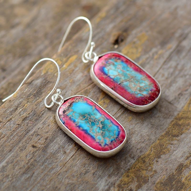 Pendientes GeomÉtricos De Jaspe Imperial