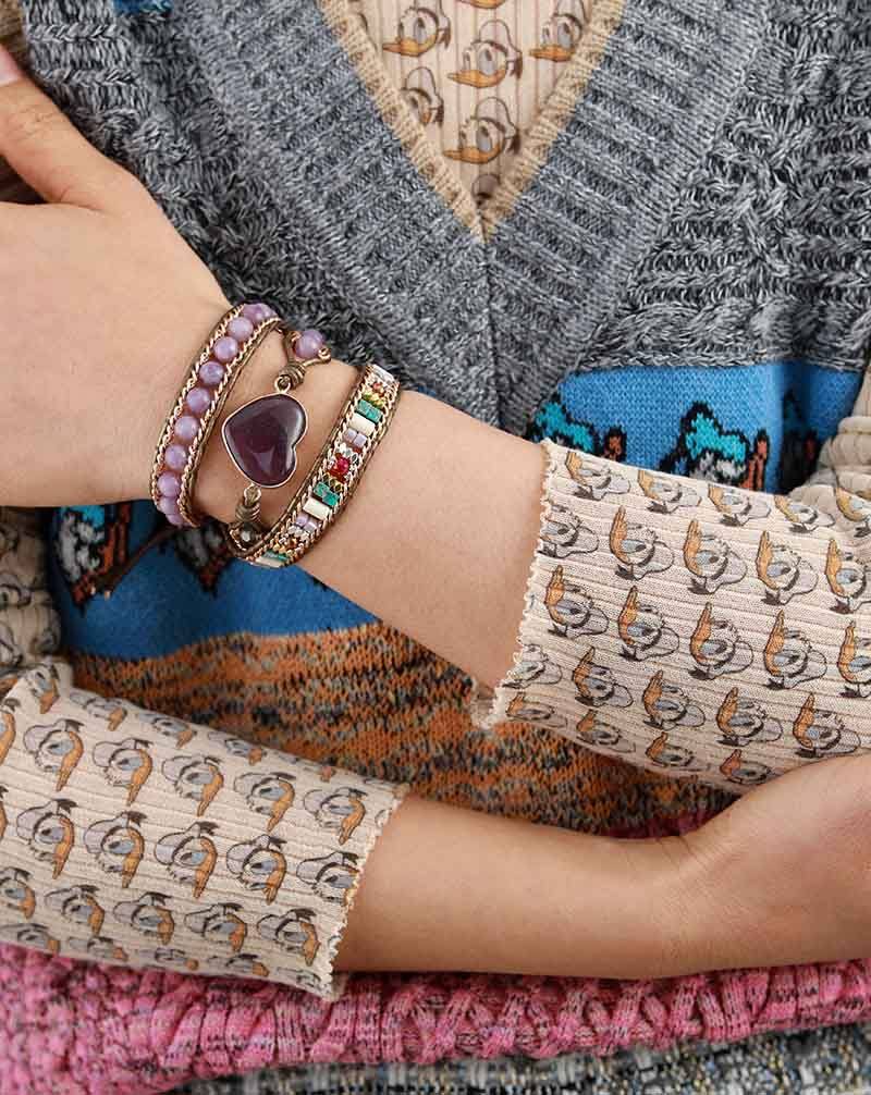 Pulsera Curativa CorazÓn PÚrpura