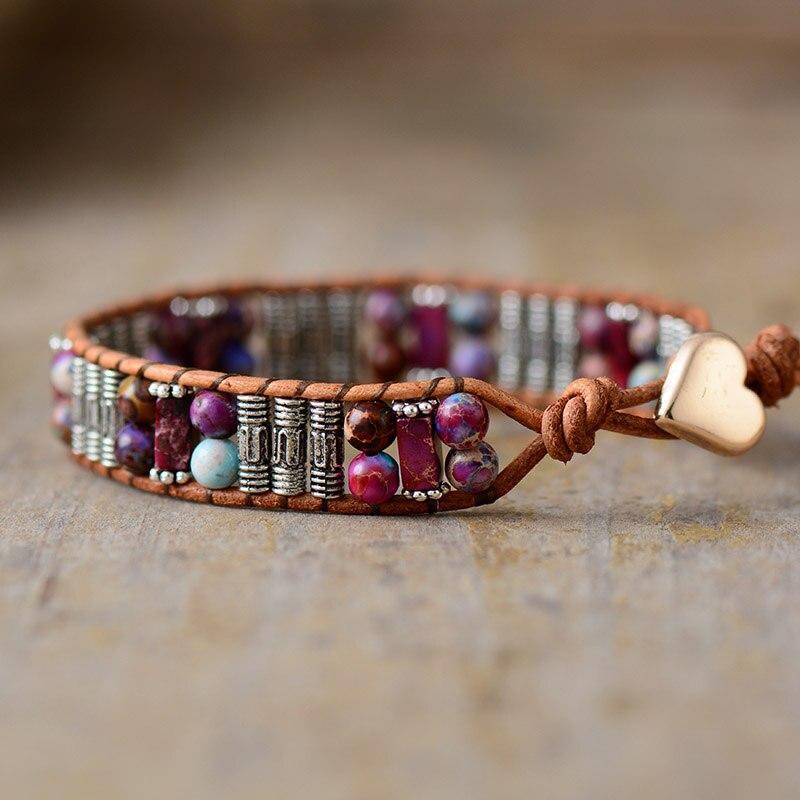 "pulsera De Tubo Con Cuentas De Jaspe "estÍmulo De La Vida"