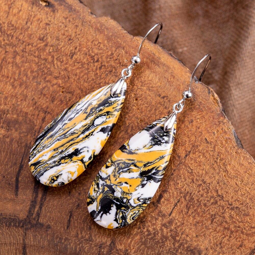 Pendientes De LÁgrima De Colores Flotantes Negro Y Ocre