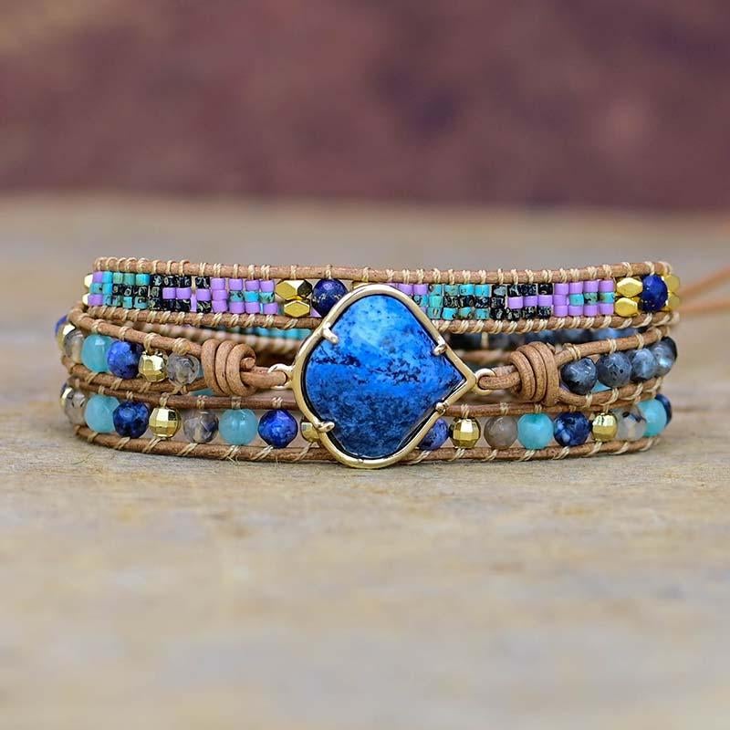 Pulsera De Piedra De Venas Azules De CuraciÓn EnergÉtica