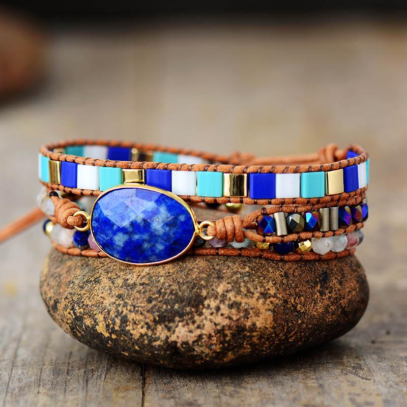 Pulsera De Cuentas Cuadradas De LapislÁzuli