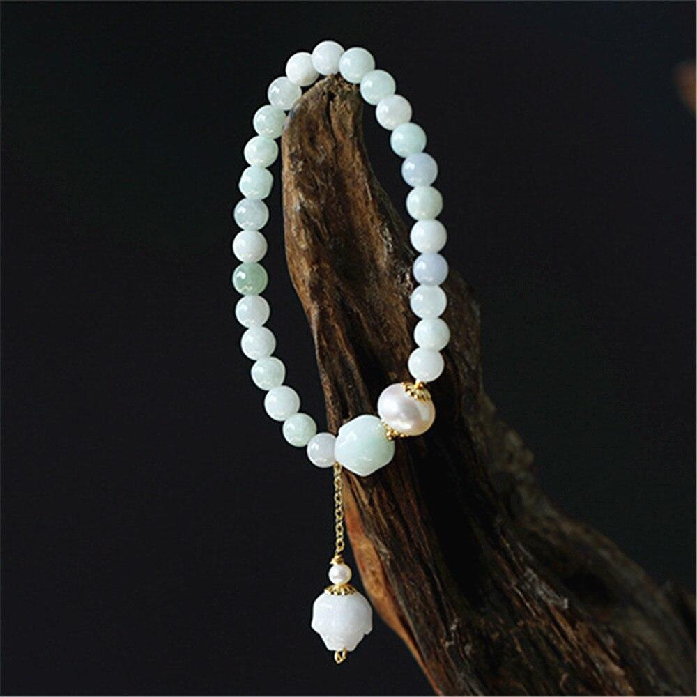 Pulsera De Jade Pastel Y Perlas De Agua Dulce