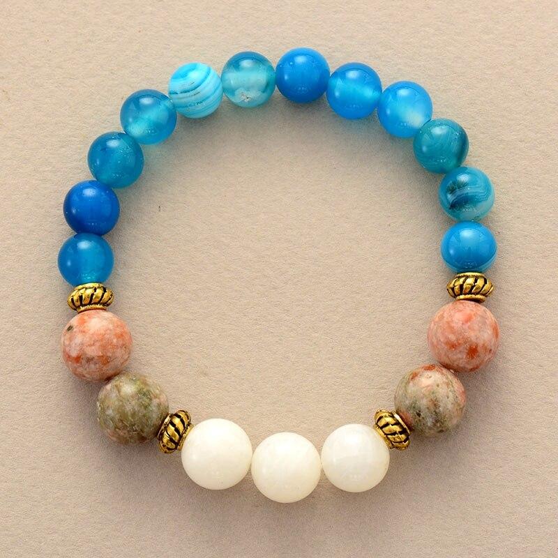 Pulsera De Yoga De Cuentas Azules