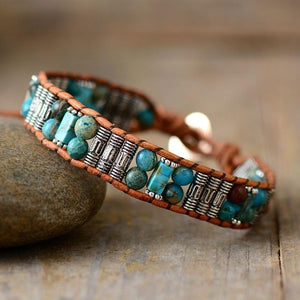"pulsera De Tubo Con Cuentas De Jaspe "estÍmulo De La Vida"