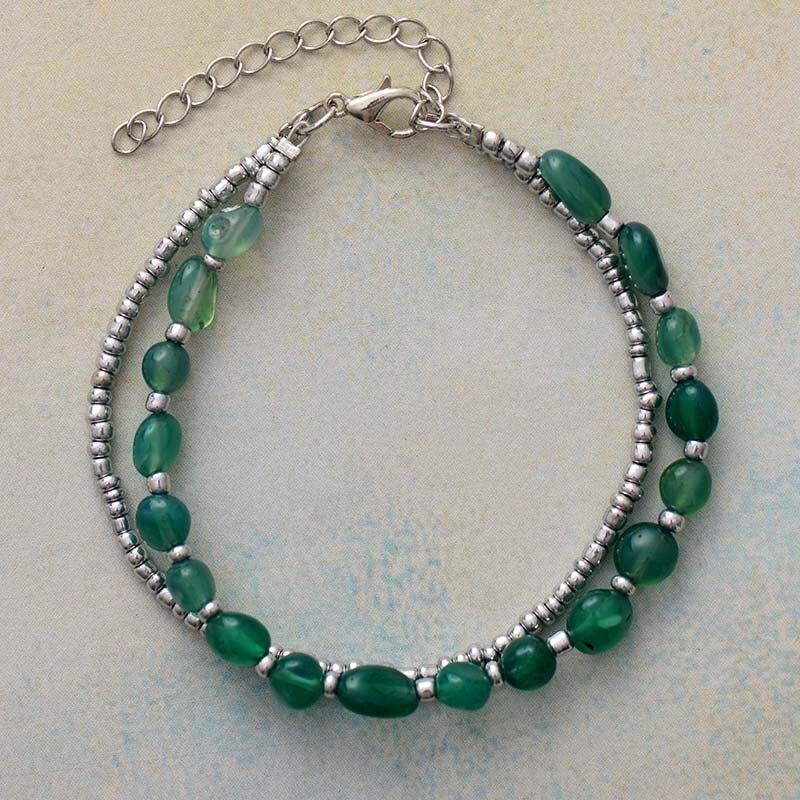 Pulsera MÍstica De Ónix Verde Bosque