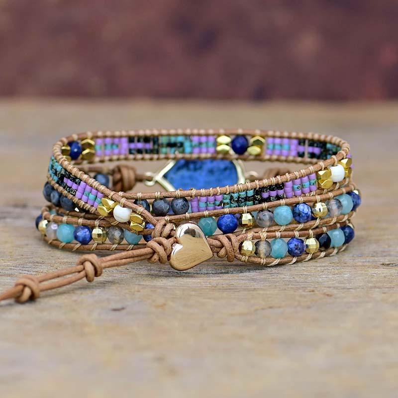 Pulsera De Piedra De Venas Azules De CuraciÓn EnergÉtica