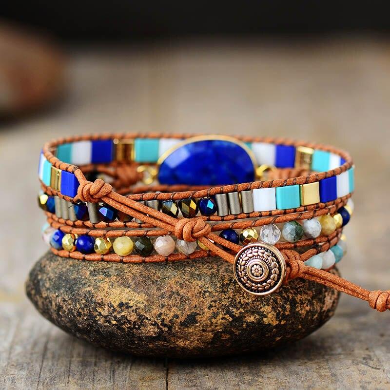 Pulsera De Cuentas Cuadradas De LapislÁzuli