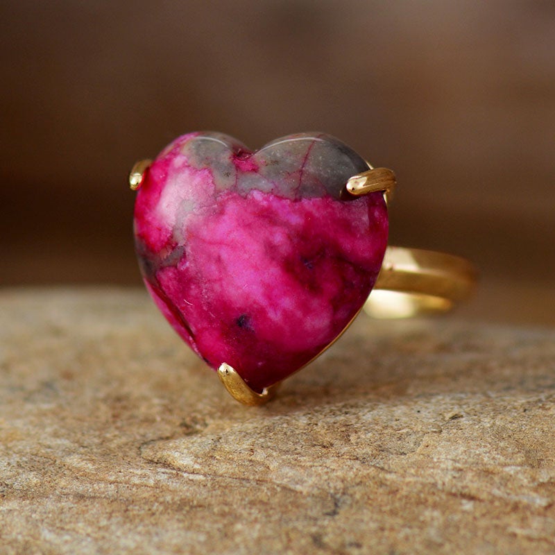 Anillo Preciosas Corazón Curativo De Piedras