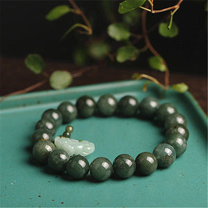 Pulsera Feng-shui De Jade  Con Amuleto Pixiu