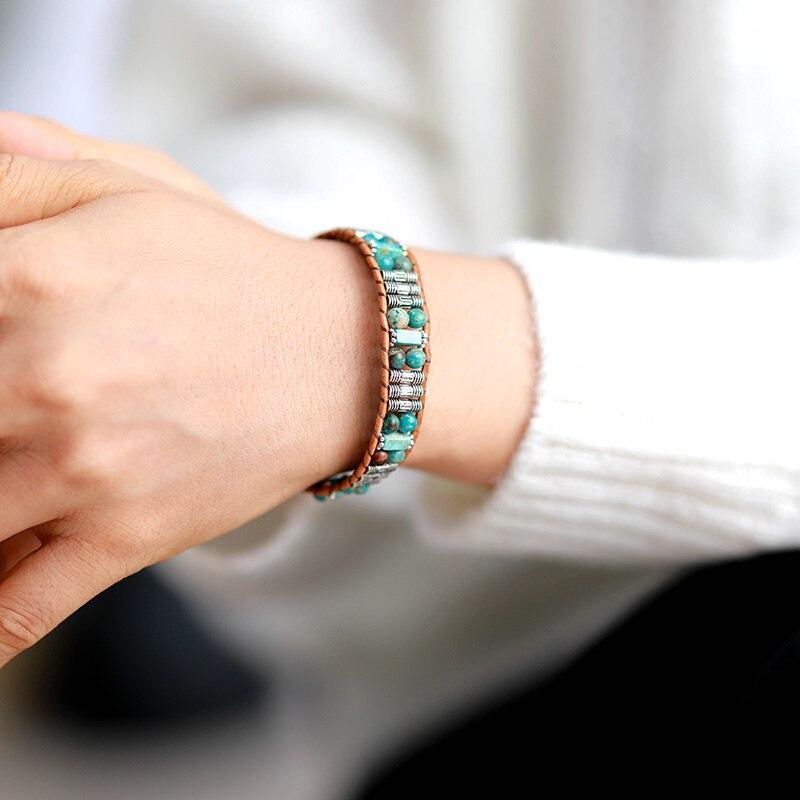 "pulsera De Tubo Con Cuentas De Jaspe "estÍmulo De La Vida"