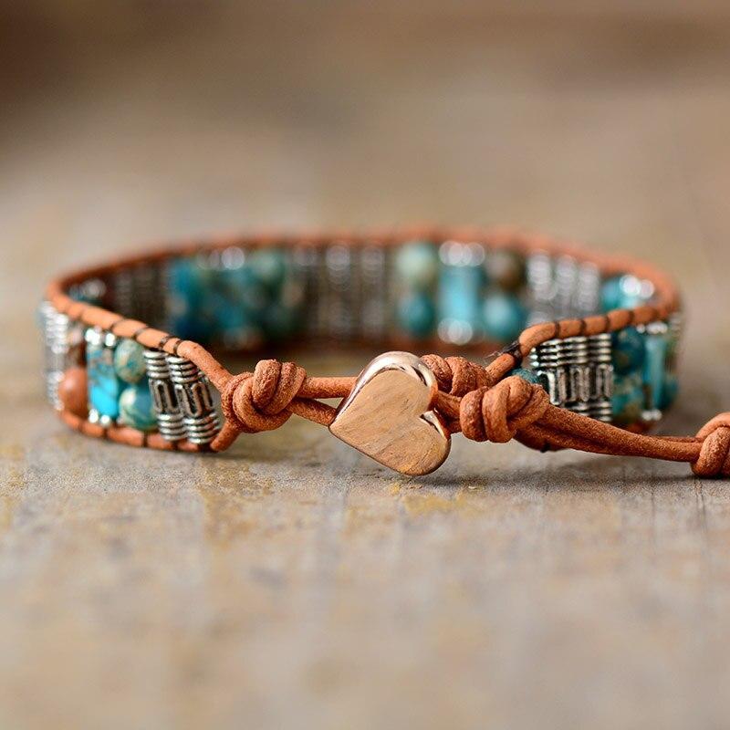 "pulsera De Tubo Con Cuentas De Jaspe "estÍmulo De La Vida"