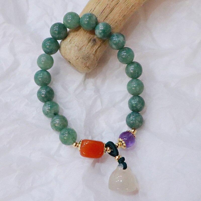 Pulsera De Cuentas De Jade Y Amatista De Vitalidad Natural