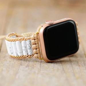 Correa De Jaspe De Yute Y Gema De Howlita Para El Apple Watch