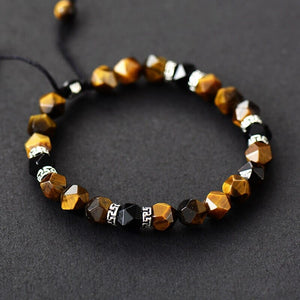 Pulsera Fuerza Inquebrantable Ágata Negra Y Ojo De Tigre