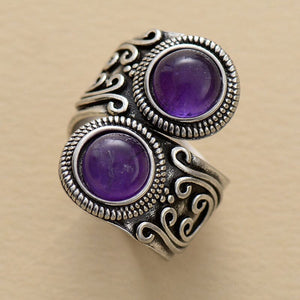 Anillo  Con Doble Piedra Bohemio