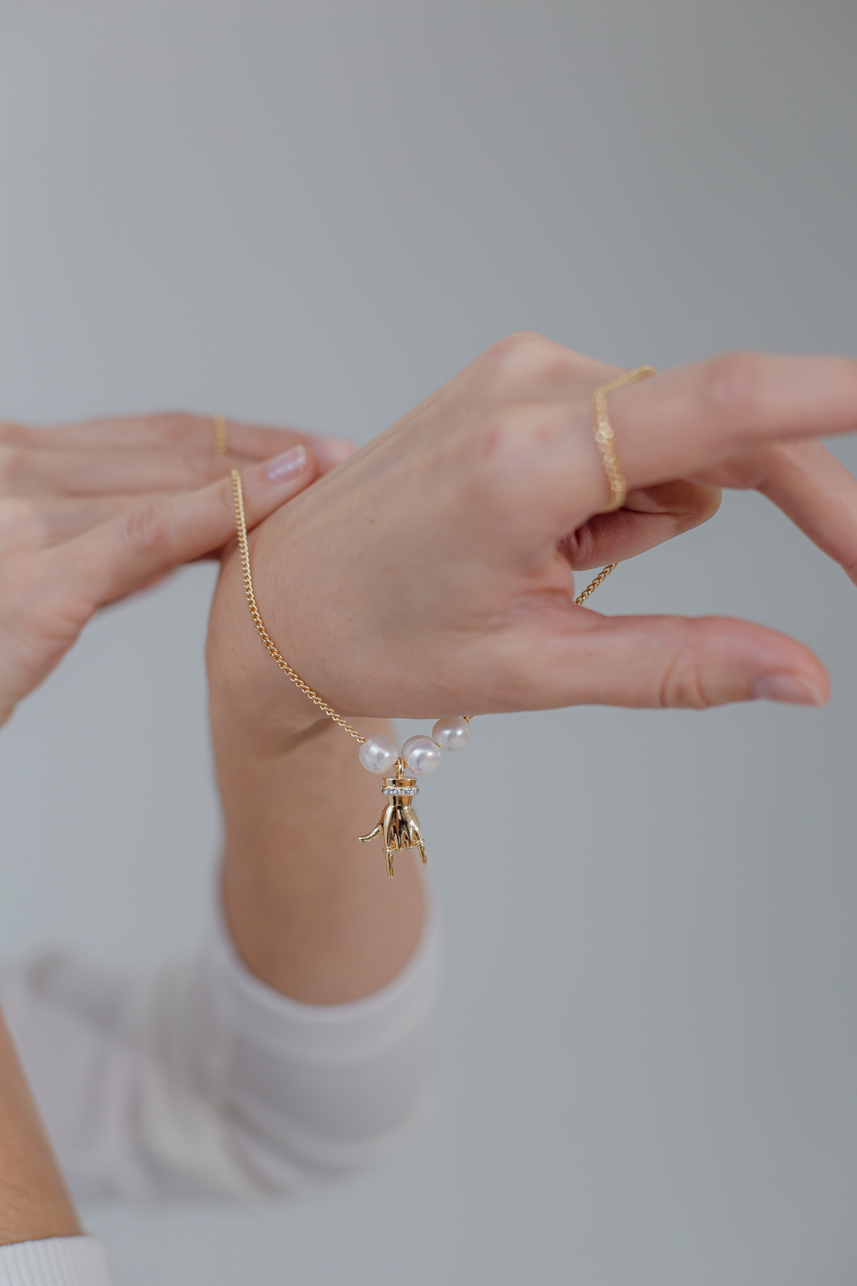 Collar De Oro Con Perlas De La Mano De Buda