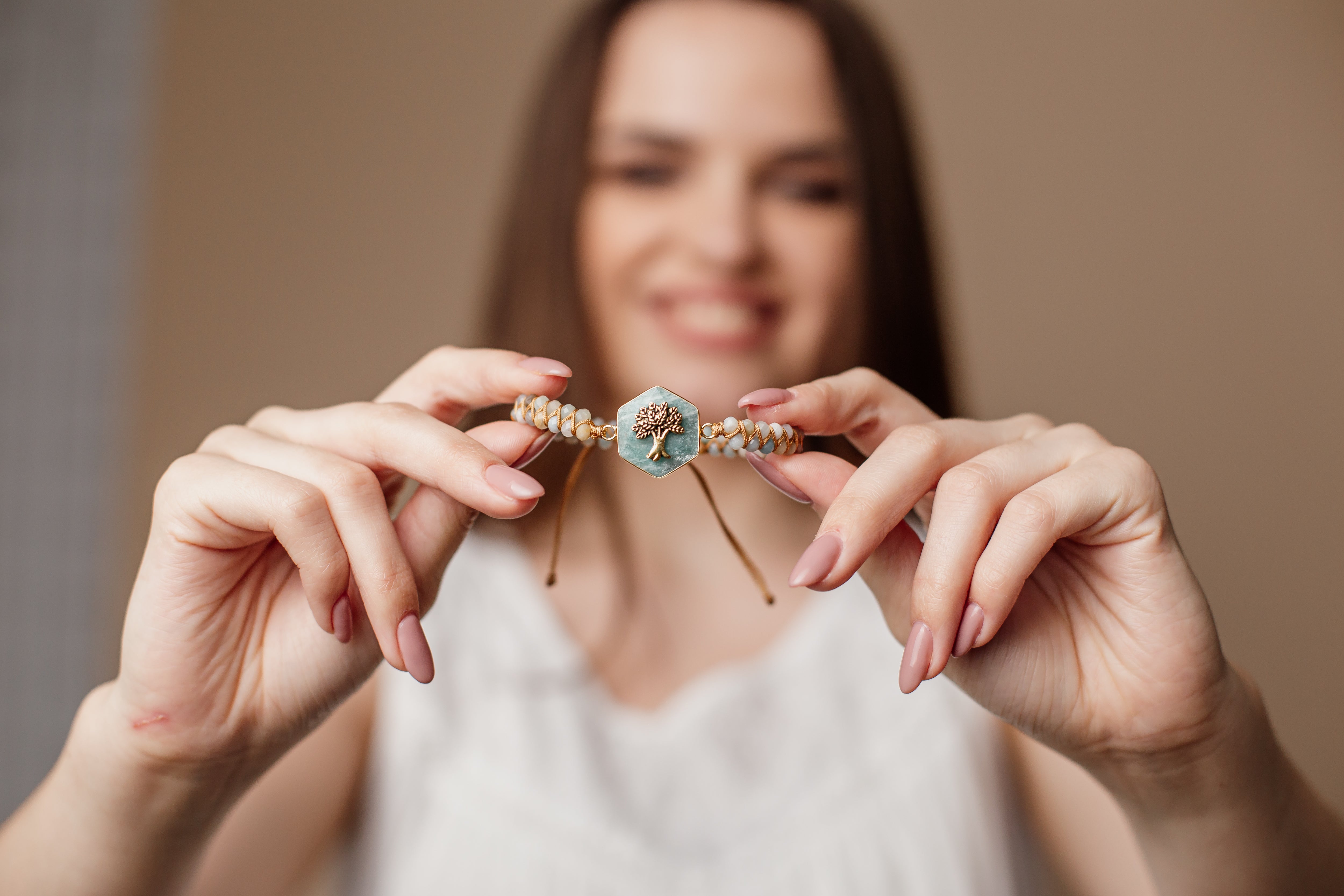 Pulsera De MacramÉ "Árbol De La Vida" De Amazonita