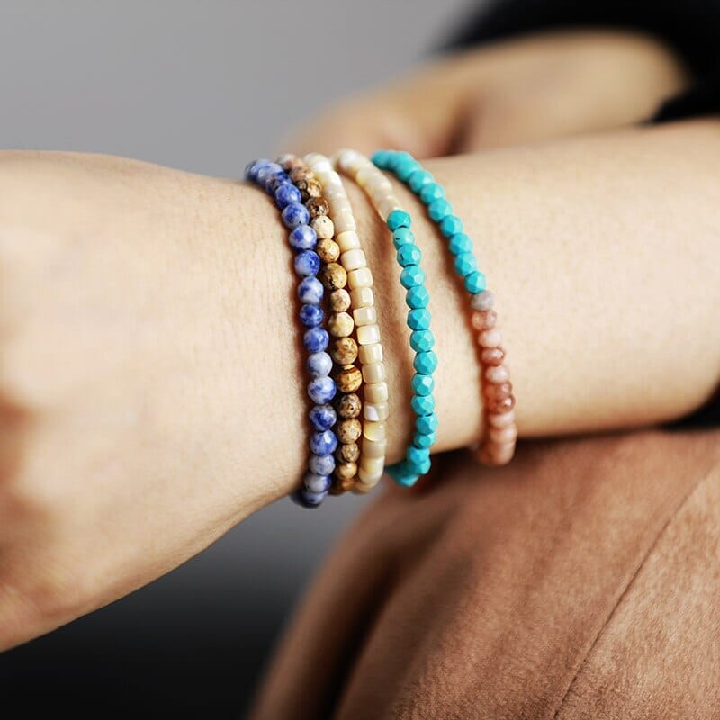 Pulsera En Capas De Piedras Preciosas Naturales Divinidad Sin Esfuerzo