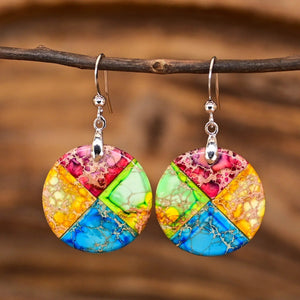 Pendientes De Jaspe Imperial Cuatro Cuadrantes
