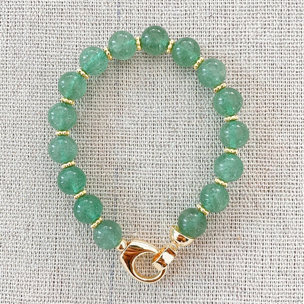 Suerte De Los Enamorados Pulsera De Cuarzo Fresa Verde