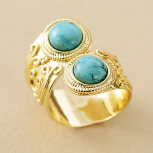 Anillo  Con Doble Piedra Bohemio