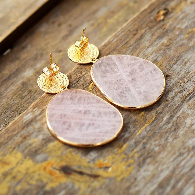 Pendientes De Cuarzo Rosa En Flor De Cristal