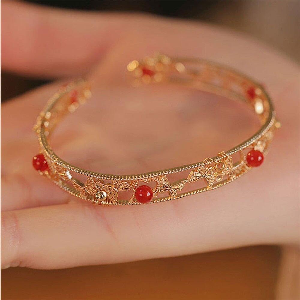 Brazalete Mariposa Ágata Roja Alegre Renacimiento