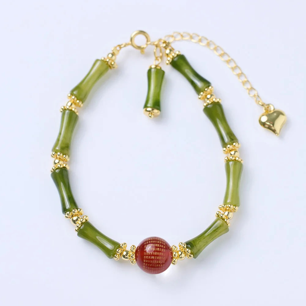 Pulsera de piedras preciosas naturales Bambú Dorado