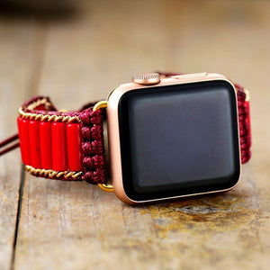 Elegante Correa Para El Apple Watch De  Rojo Elegante Y Plata CafÉ