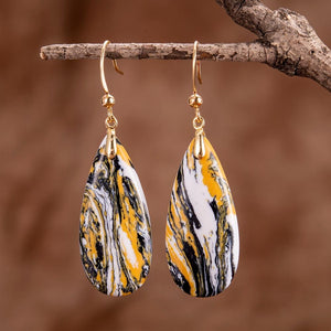 Pendientes De LÁgrima De Colores Flotantes Negro Y Ocre